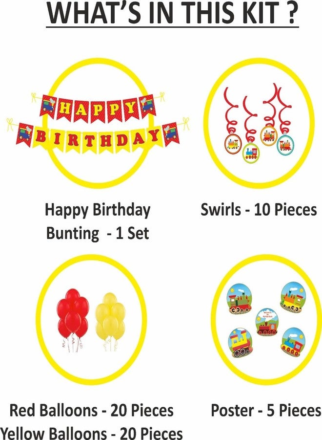 Untumble Train Theme Birthday Decorations Super Saver Kit with Swirls, Banners, Posters and Balloons (Multicolor - Set of 56) - Image 3